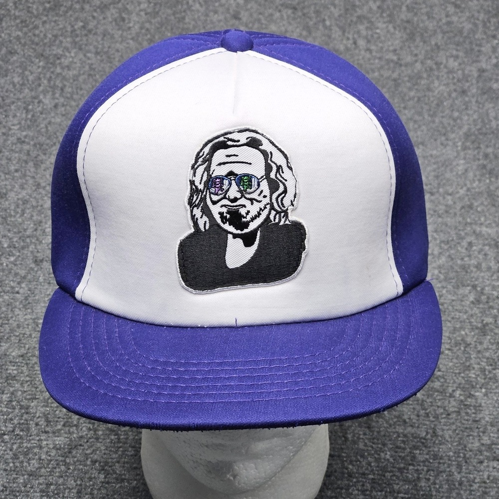 Vintage Jerry Garcia Trucker Hat Purple White Snapback Cap Grateful Dead 80s 90s
